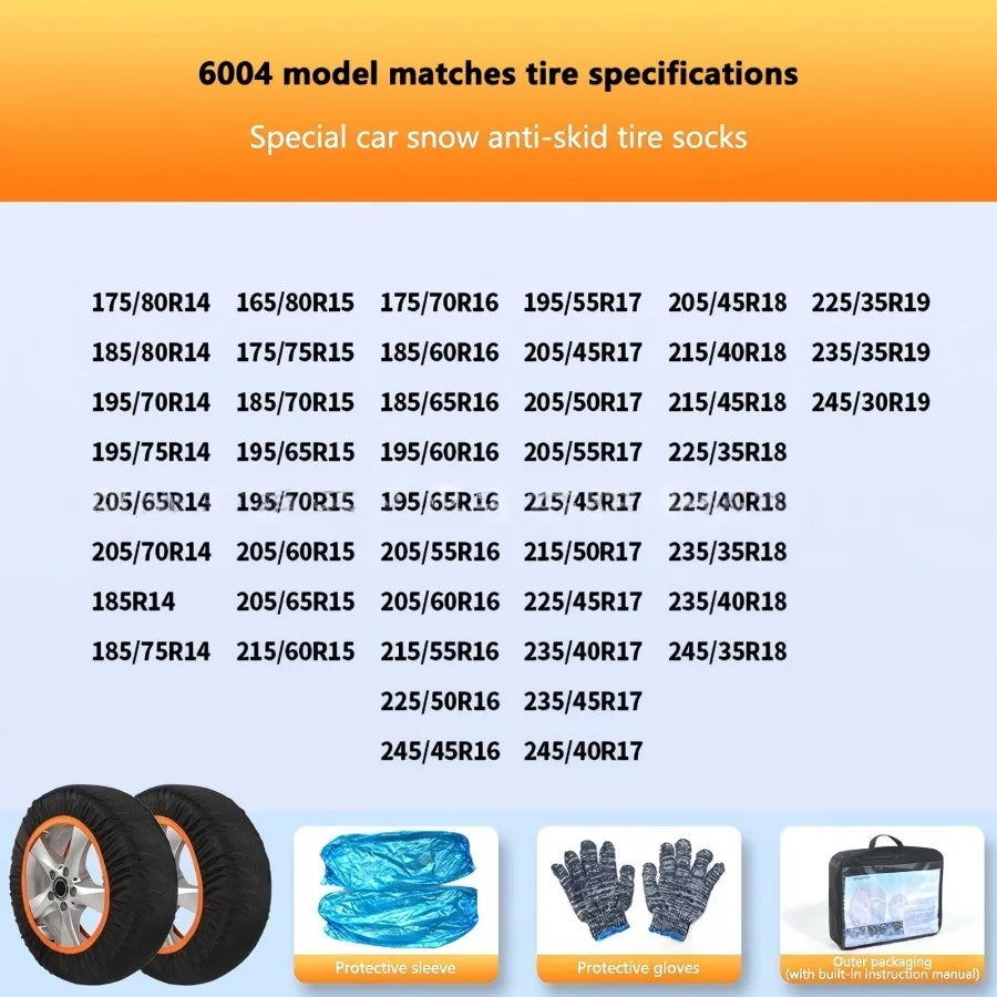 1Pair Car Winter Wheel Chain Snow Socks Emergency Anti-Skid Tire Cover Off-Road SUV Tire Safety Anti-Slip Sock Car Accessories