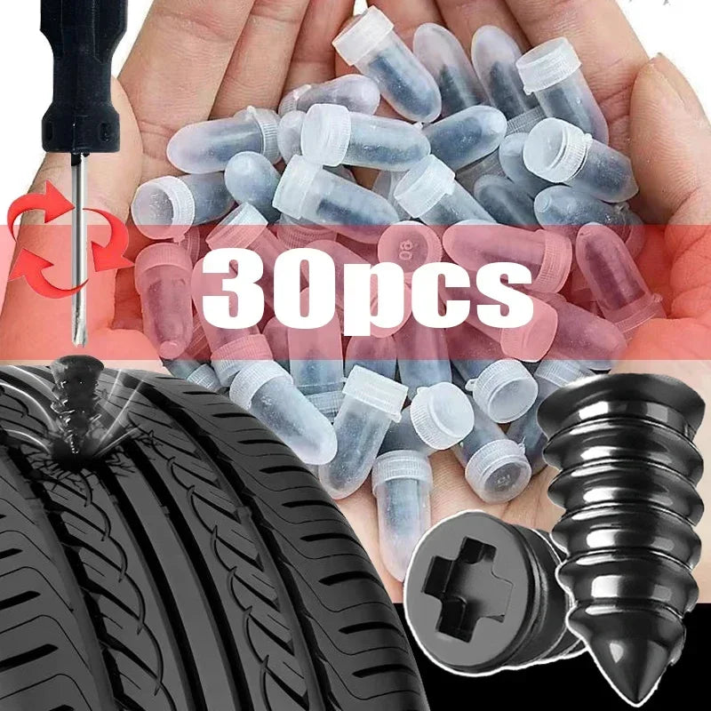 10/30pcs ScrewsVacuum Tyre Repair Nail Tire Puncture  Motorcycle Fitting Set Tubeless Wheel Repair Punctures Kit Patches for Car