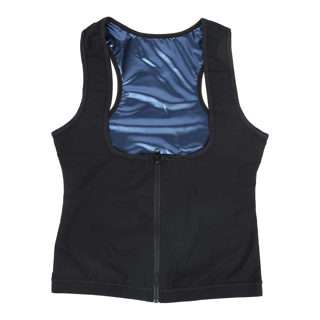 1pc Sauna Vest Heating Sweat Tank Top Breathable Waist Trainer Zipper Sports Corset For Female