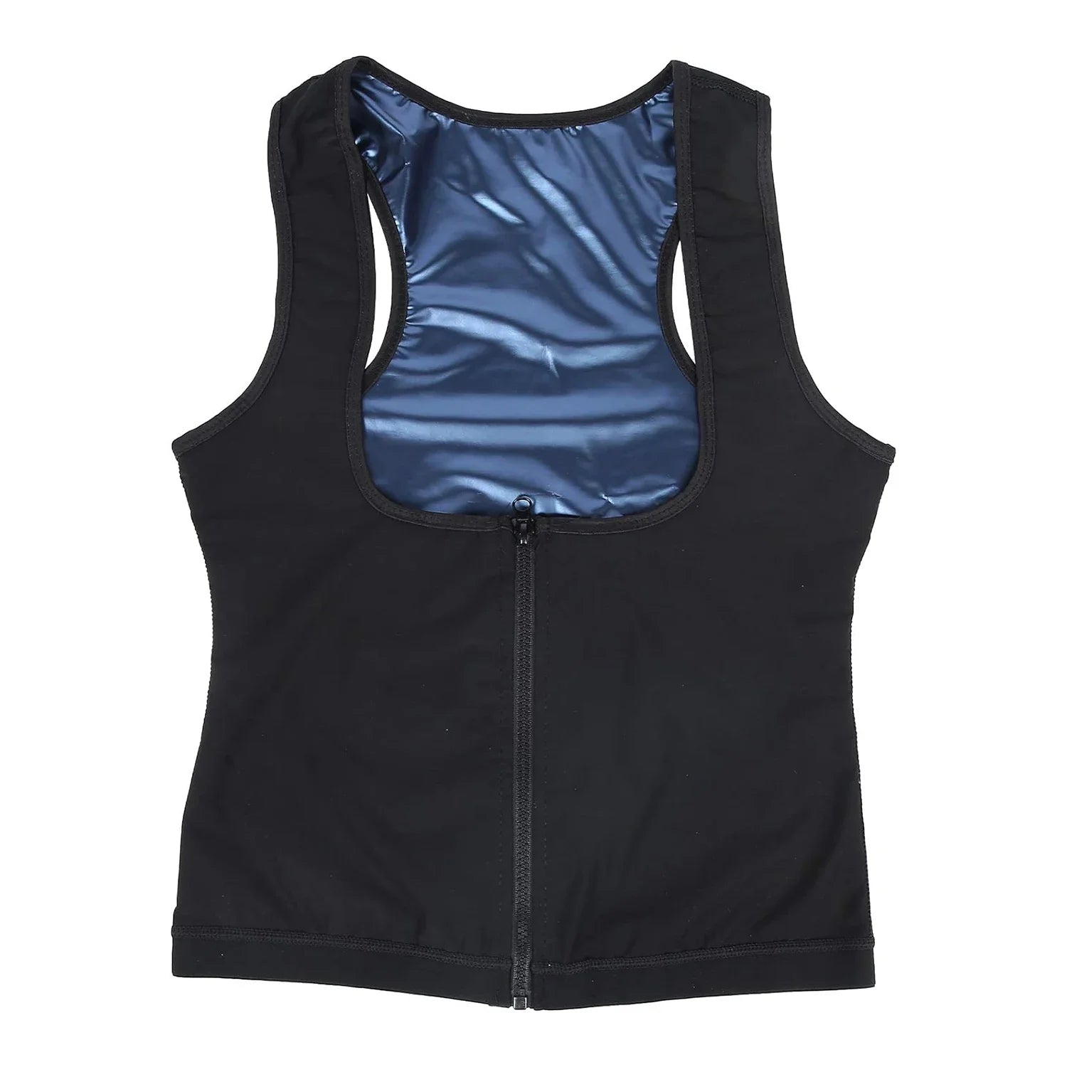1pc Sauna Vest Heating Sweat Tank Top Breathable Waist Trainer Zipper Sports Corset For Female