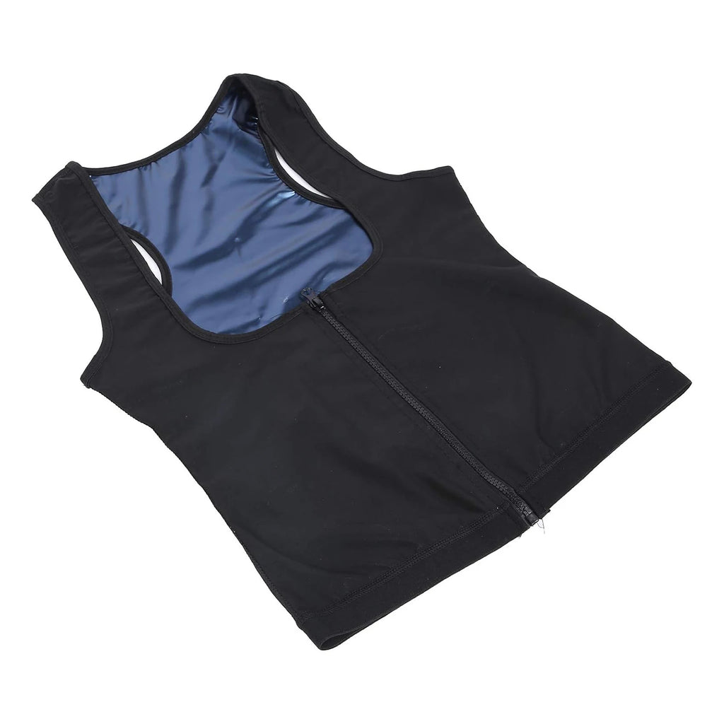1pc Sauna Vest Heating Sweat Tank Top Breathable Waist Trainer Zipper Sports Corset For Female