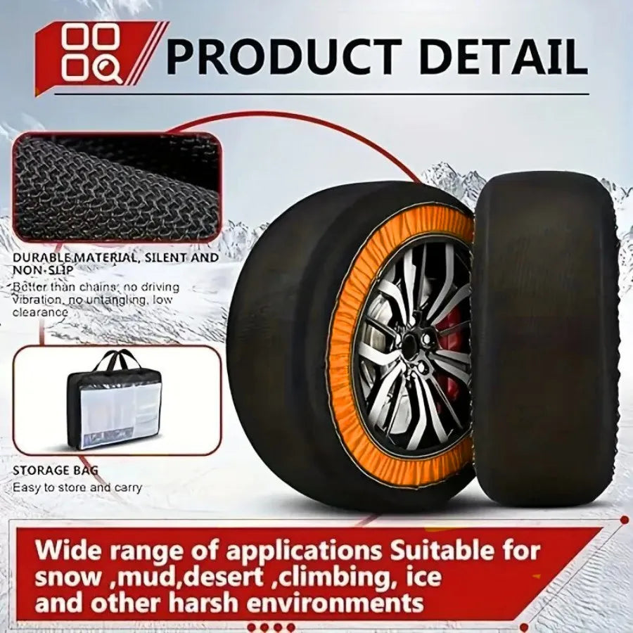 1Pair Car Winter Wheel Chain Snow Socks Emergency Anti-Skid Tire Cover Off-Road SUV Tire Safety Anti-Slip Sock Car Accessories