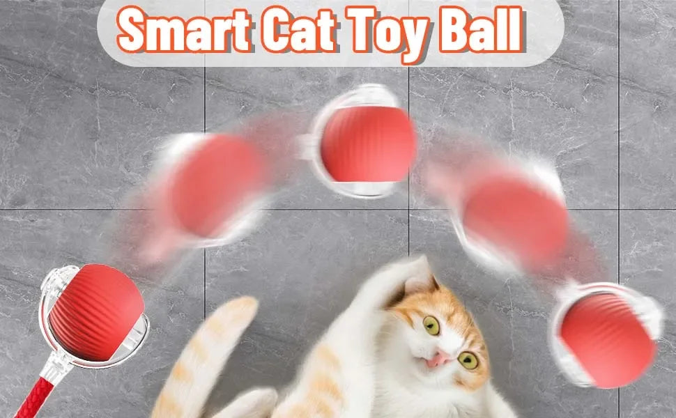Dog Cat Interactive Ball Toy Automatic Rolling Ball Faux Tail Rechargeable Smart Pet Electric Toy Dog Cat Training Imitate Mouse