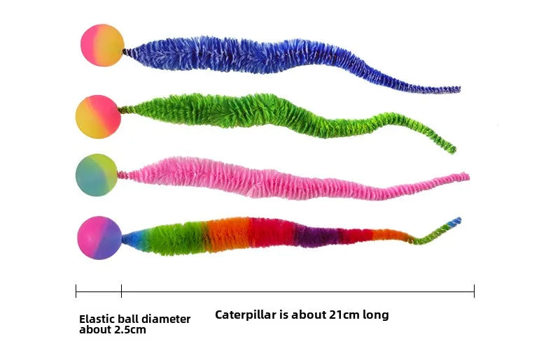 Cat Interactive Toys Caterpillar Elastic Ball Cat Toy Rainbow Worm Bouncing Ball Pet Supplies Puzzle Teasing Cat Interactive Toy