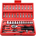 46Pc Auto Maintenance Vehicle-mounted Socket Repair Set Family Tools Factory Sale Auto Repair Combination Ratchet Wrench Toolbox