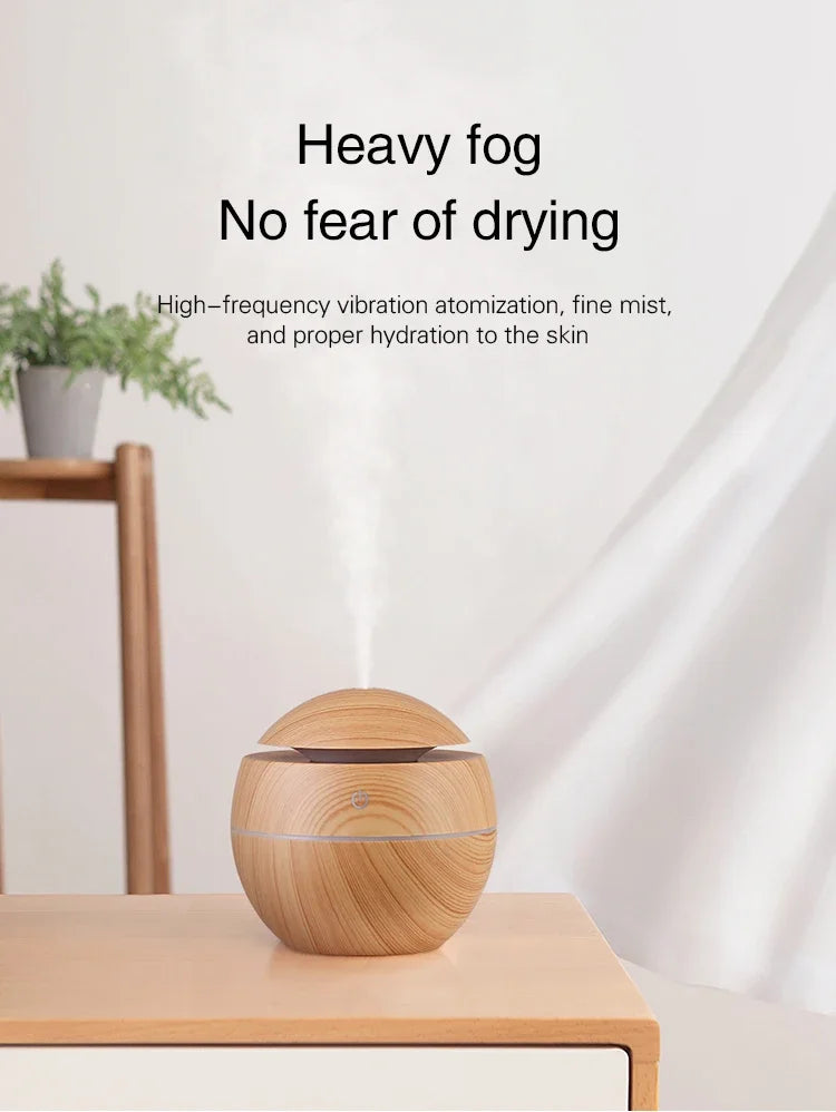 Mini Home Wood Grain Air Humidifier USB Ultrasonic Cool Mist Sprayer Essential Oil Fragrance Electric Air Aroma Diffuser Purifie