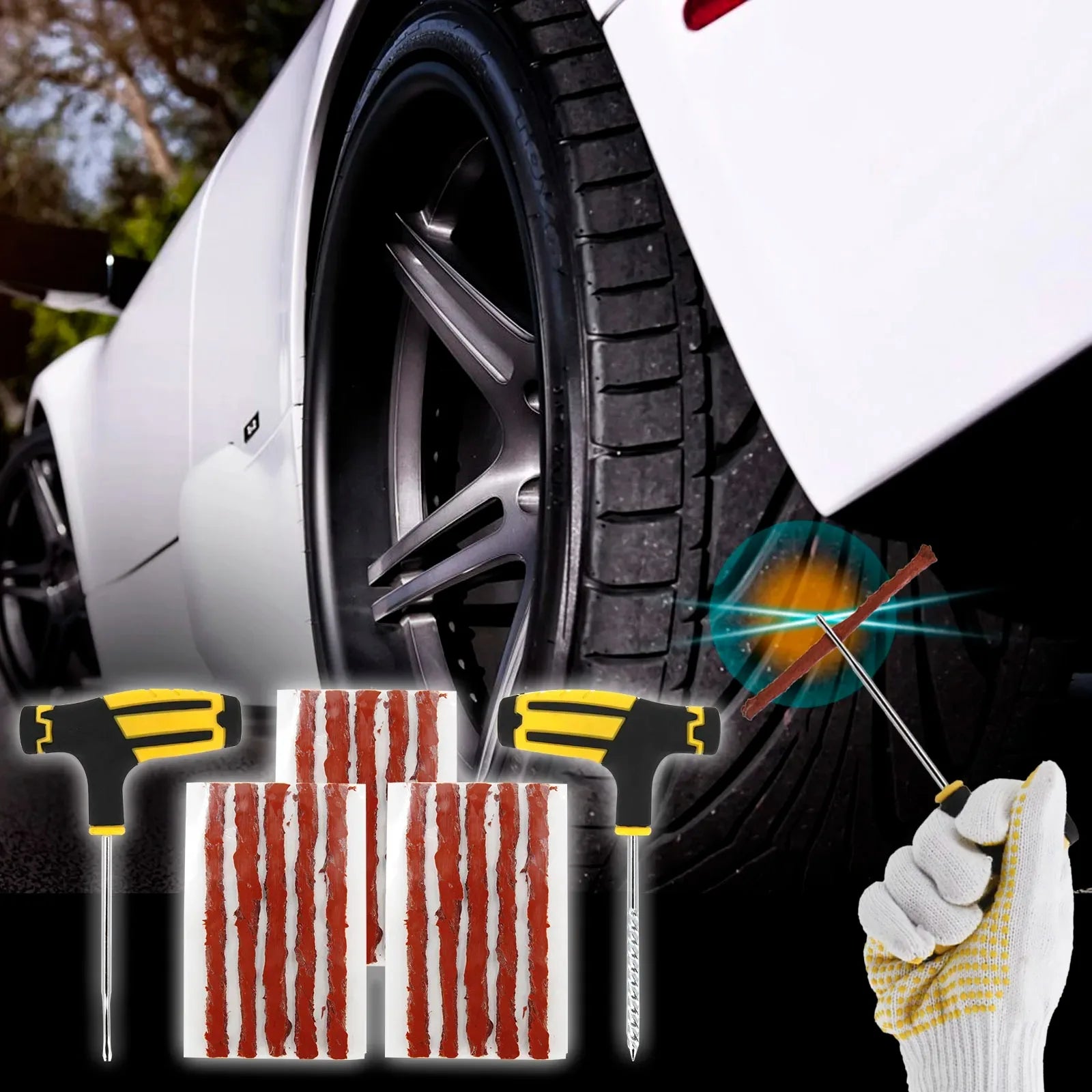 Motorcycle Vacuum Tire Repair Nail Car Tire Repair Tools Kit With EVA Storage Case Car Rubber Tubeless Tire Repair Tool Sets