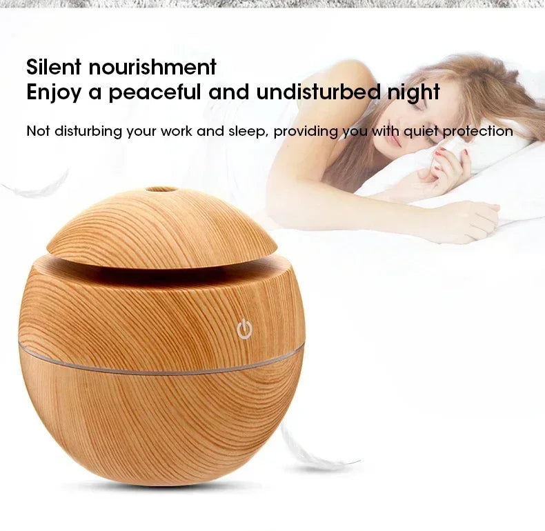 Mini Woodgrain Ultrasonic USB Essential Oil Diffuser Portable Desktop Aromatherapy Air Humidifier for Home Office Use