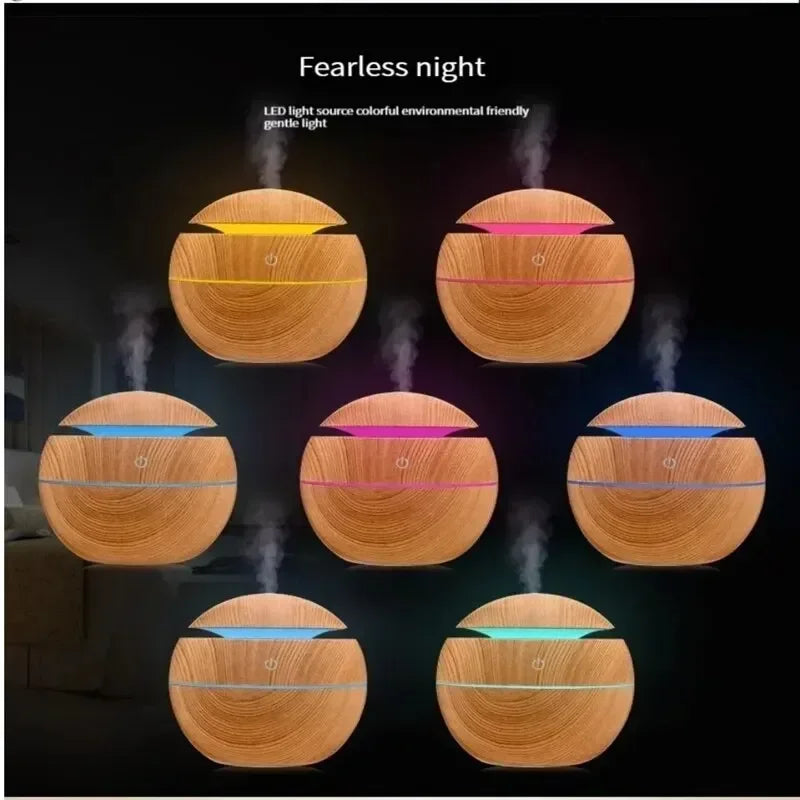 Mini Home Wood Grain Air Humidifier USB Ultrasonic Cool Mist Sprayer Essential Oil Fragrance Electric Air Aroma Diffuser Purifie