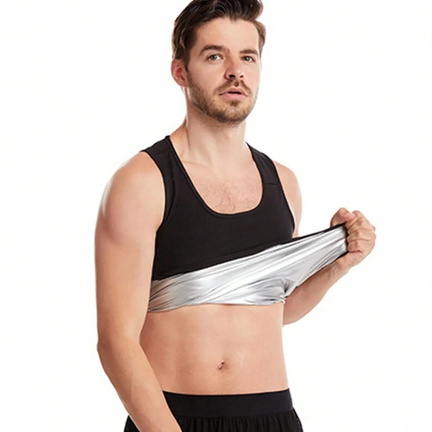 Sauna Shirt for Men, Short Sleeve Sauna Sweat Body Shaper Mens Sauna Vest Gym Exercise Tank Top