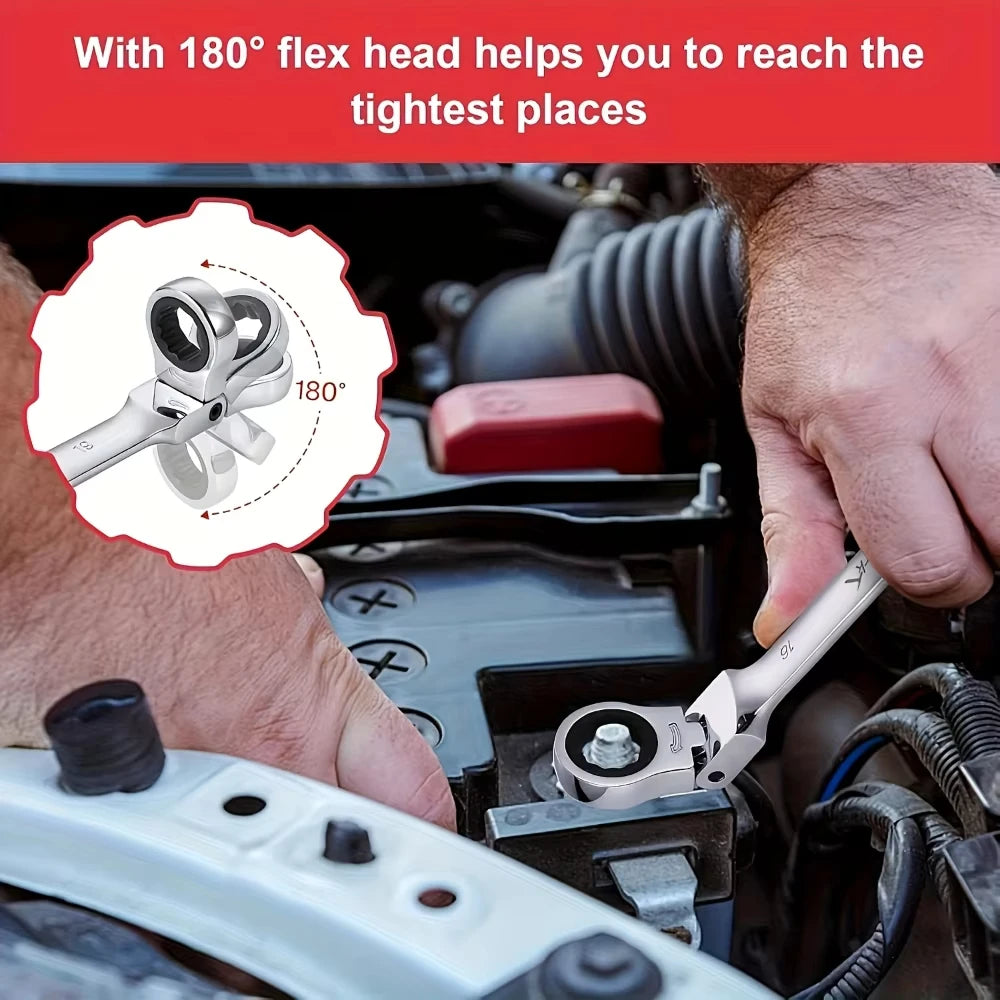 1Pc Ratchet Wrench Set Chrome Vanadium Steel Adjustable Torque for Auto And Heavy-Duty Use