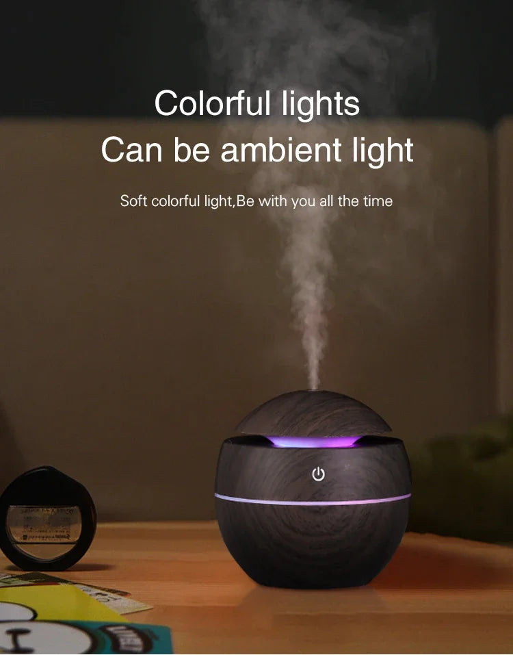 Mini Home Wood Grain Air Humidifier USB Ultrasonic Cool Mist Sprayer Essential Oil Fragrance Electric Air Aroma Diffuser Purifie