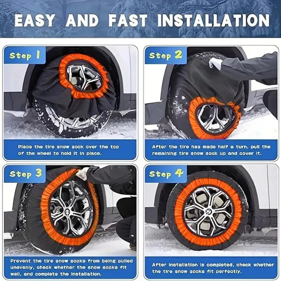 1Pair Car Winter Wheel Chain Snow Socks Emergency Anti-Skid Tire Cover Off-Road SUV Tire Safety Anti-Slip Sock Car Accessories