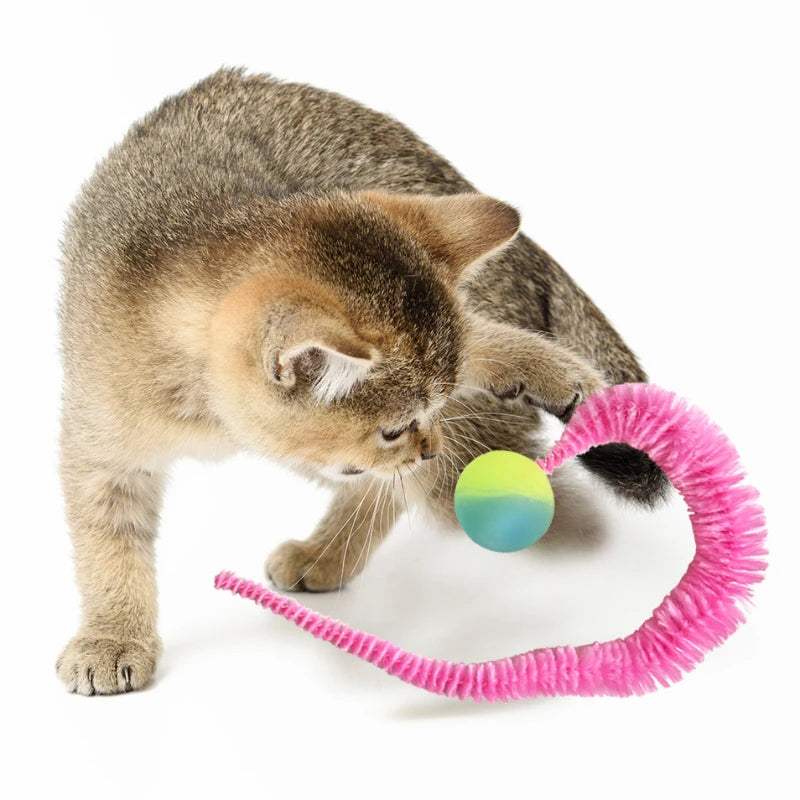Cat Interactive Toys Caterpillar Elastic Ball Cat Toy Rainbow Worm Bouncing Ball Pet Supplies Puzzle Teasing Cat Interactive Toy