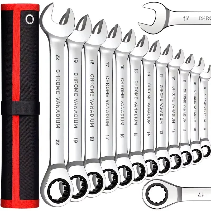 Fixed Head Dual Purpose Open End Plummer Ratchet, Multi-Functional Quick Swing Head Mirror Wrench Set, 72 Teeth Industrial Grade