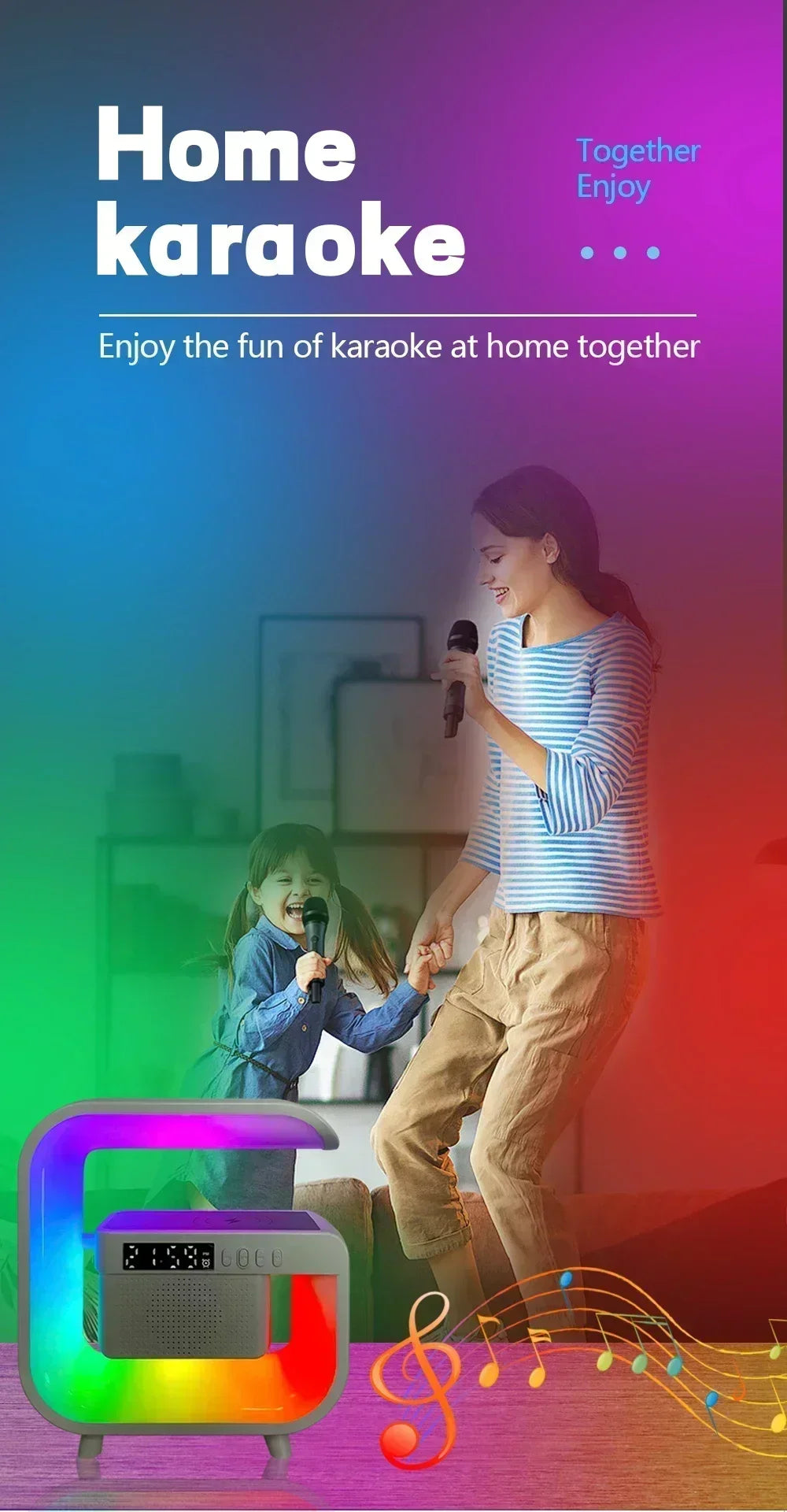 Ασύρματoς Φορτιστής – RGB Φωτισμός, Ηχείο, Βάση