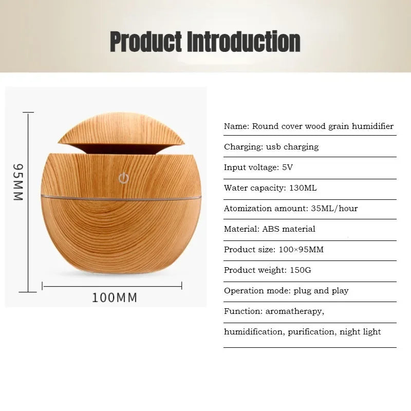 Mini Home Wood Grain Air Humidifier USB Ultrasonic Cool Mist Sprayer Essential Oil Fragrance Electric Air Aroma Diffuser Purifie