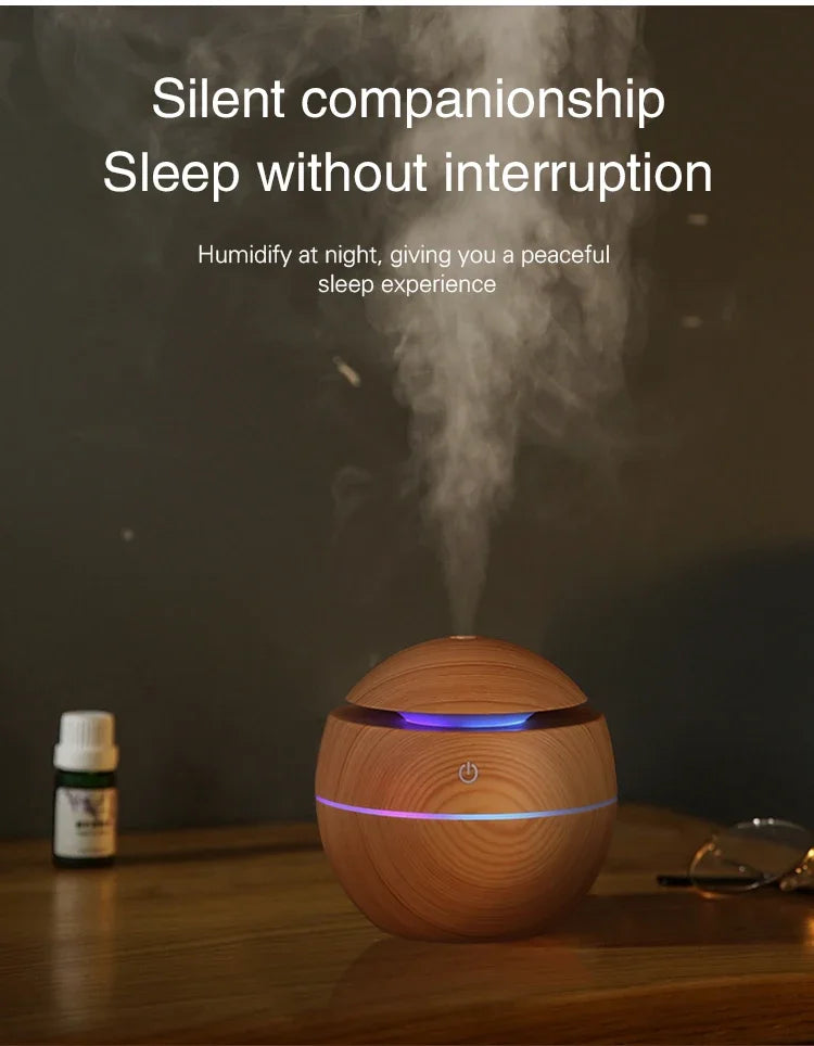 Mini Home Wood Grain Air Humidifier USB Ultrasonic Cool Mist Sprayer Essential Oil Fragrance Electric Air Aroma Diffuser Purifie