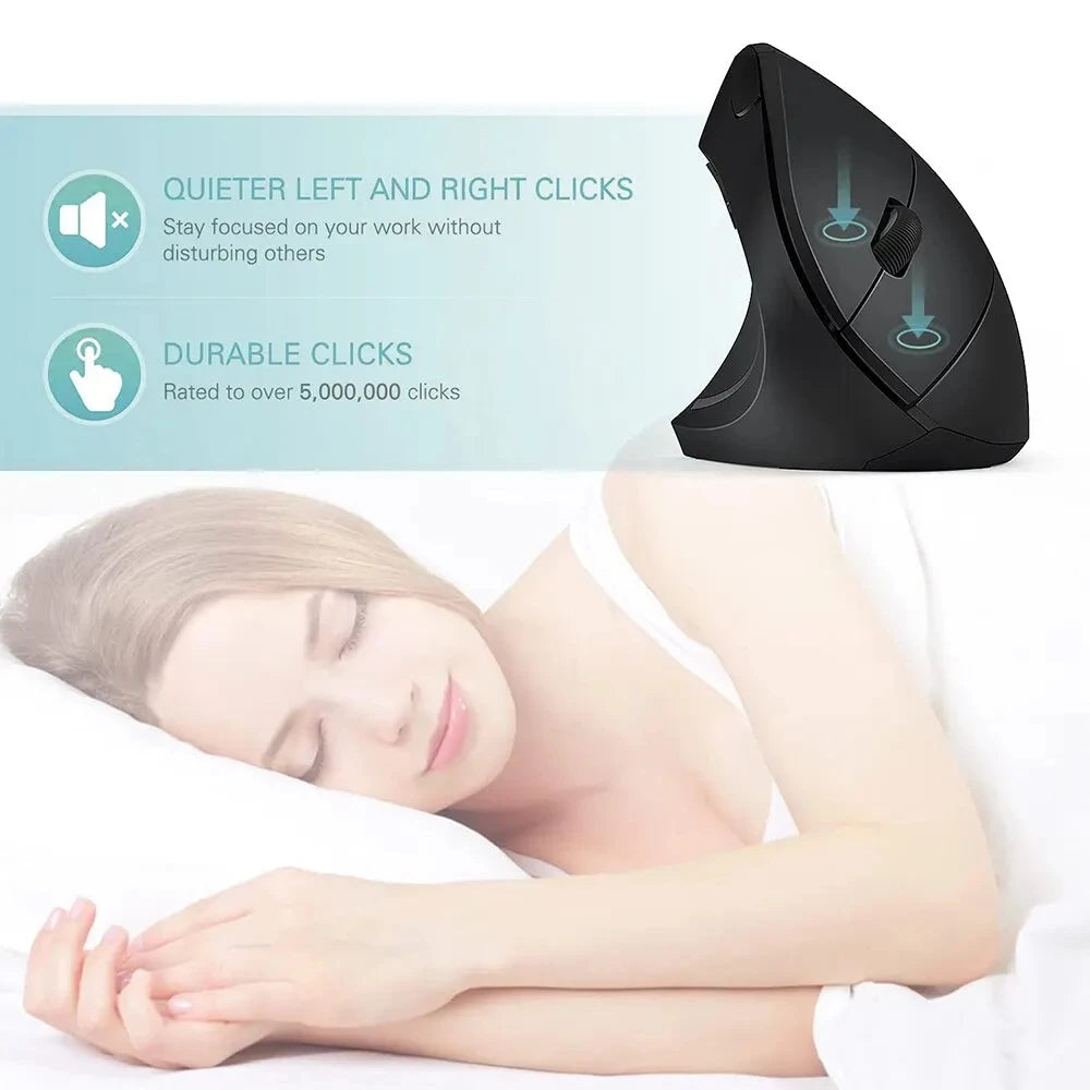 HOMEFISH Vertical Mouse Ergonomic 2.4GHz Wireless Optical Mice 3 Adjustable DPI 800/1200/1600 6 Buttons for Laptop PC Computer