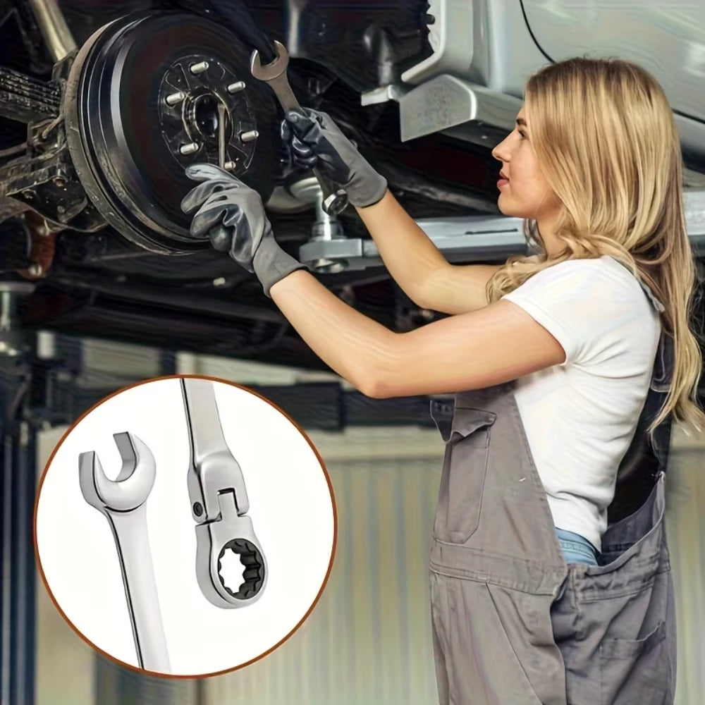 1Pc Ratchet Wrench Set Chrome Vanadium Steel Adjustable Torque for Auto And Heavy-Duty Use