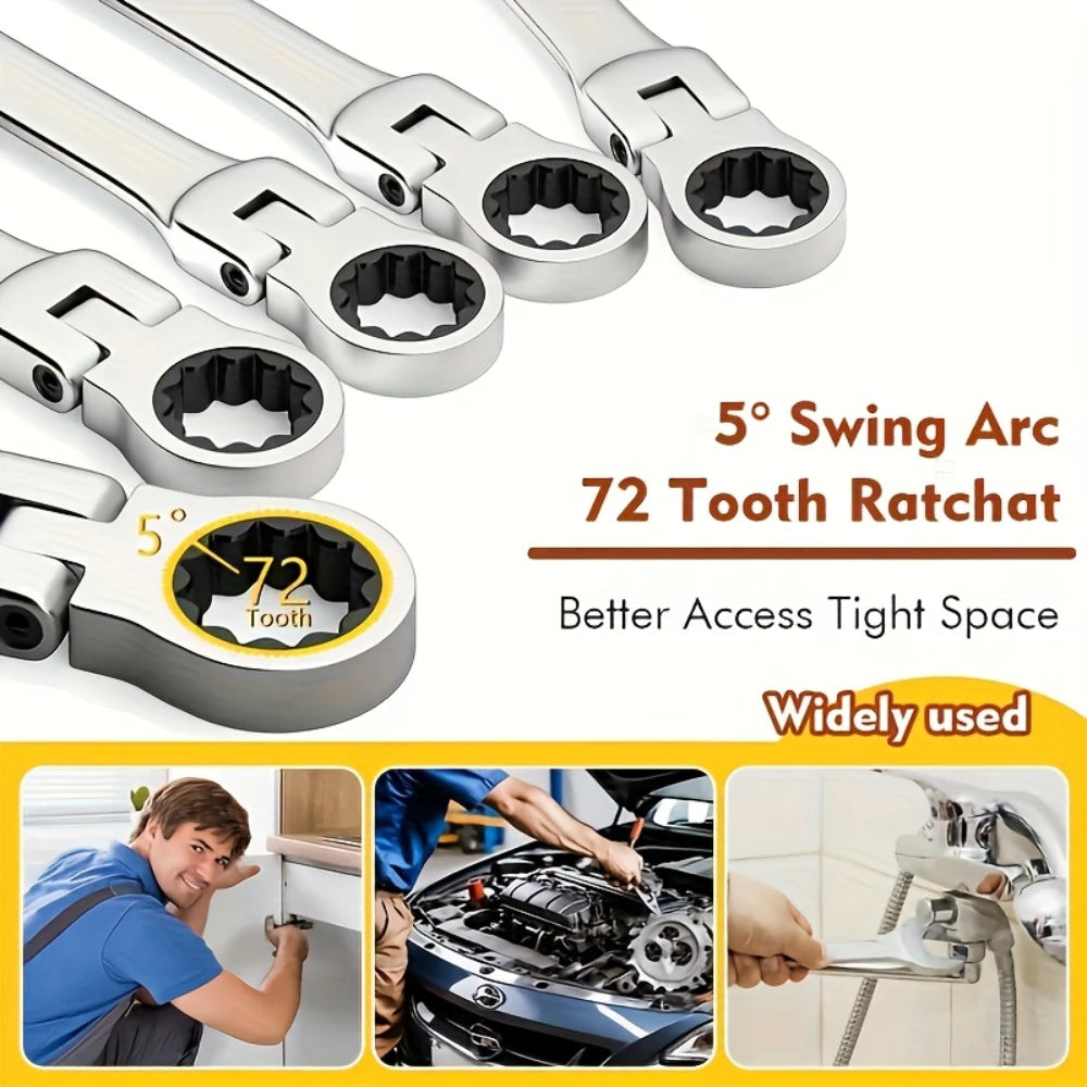 1Pc Ratchet Wrench Set Chrome Vanadium Steel Adjustable Torque for Auto And Heavy-Duty Use