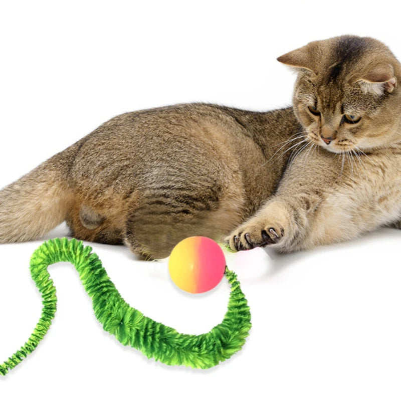 Cat Interactive Toys Caterpillar Elastic Ball Cat Toy Rainbow Worm Bouncing Ball Pet Supplies Puzzle Teasing Cat Interactive Toy