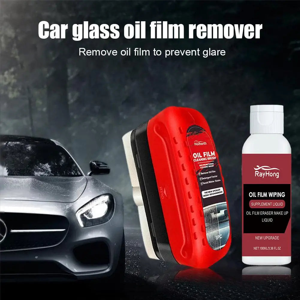 Car windshield oil film remover for rainy days auto window clear vision Hydrophobic coating strong dirt removal cleaning brush