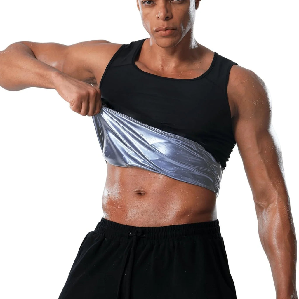 Sauna Shirt for Men, Short Sleeve Sauna Sweat Body Shaper Mens Sauna Vest Gym Exercise Tank Top
