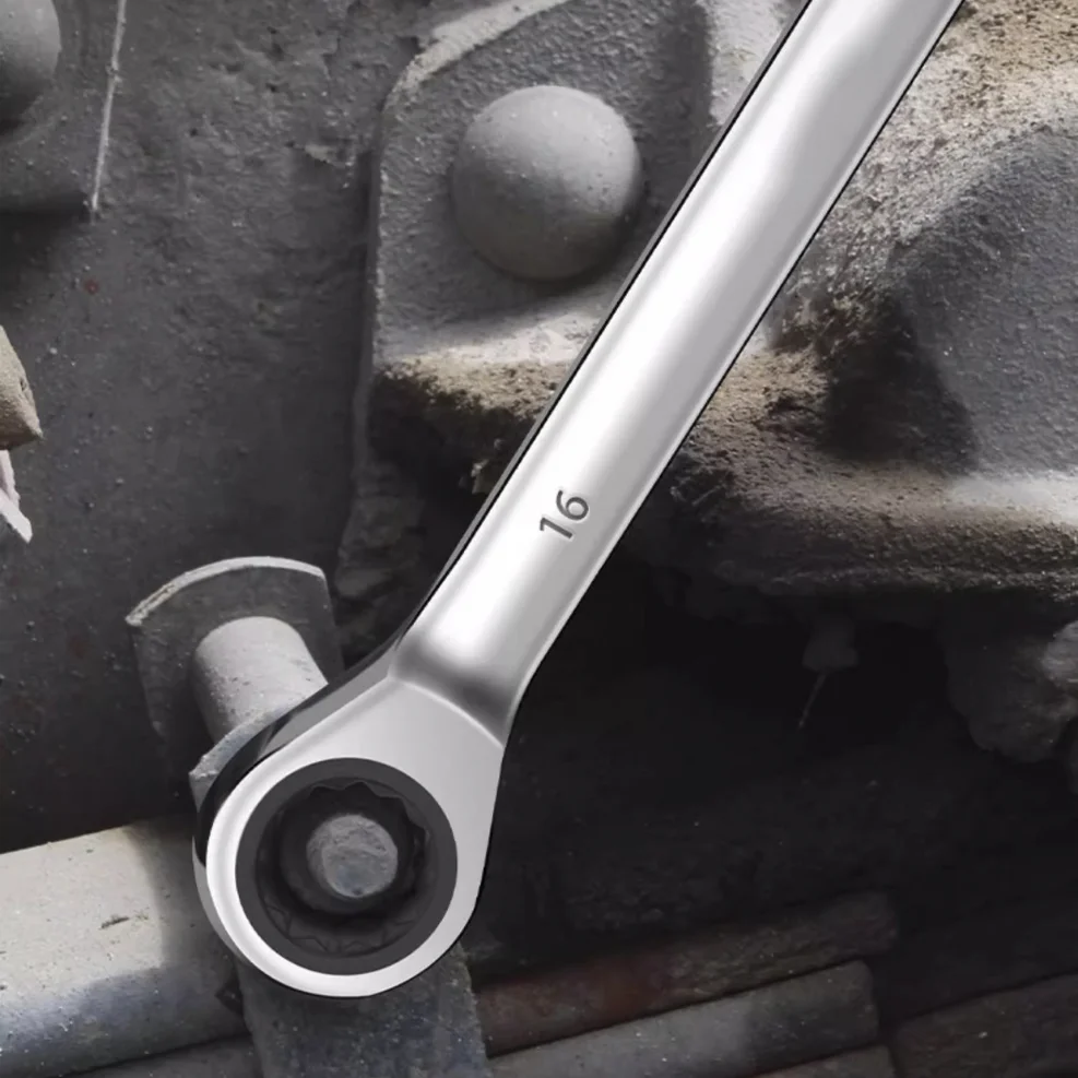 Fixed Head Dual Purpose Open End Plummer Ratchet, Multi-Functional Quick Swing Head Mirror Wrench Set, 72 Teeth Industrial Grade