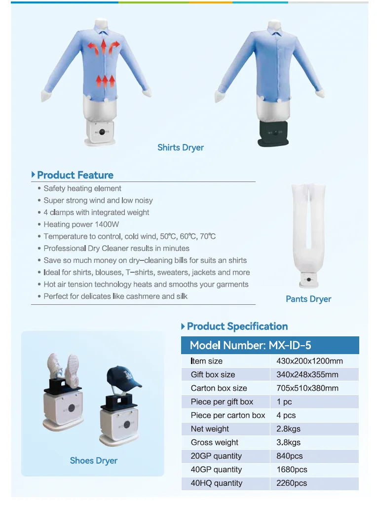 Automatic Clothing Ironing Machine Air Drying Heating Machine Mini Folding Ironing Device Portable Electric Clothes Shoes Dryer