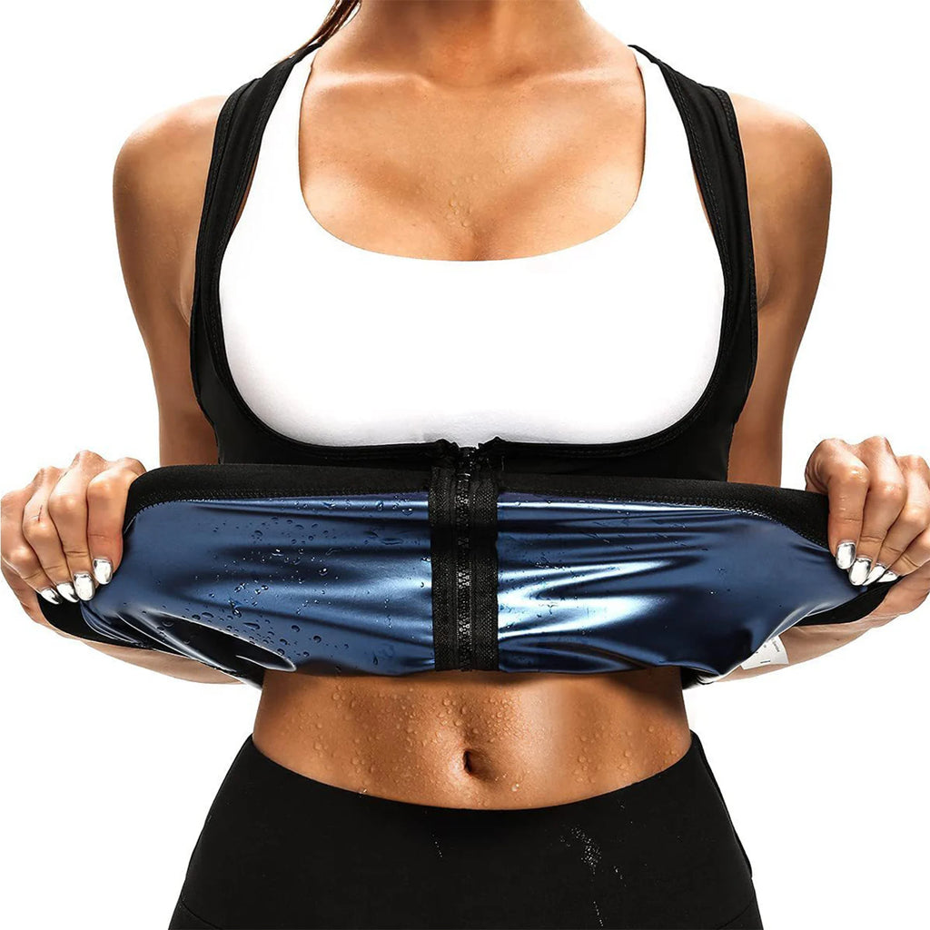 1pc Sauna Vest Heating Sweat Tank Top Breathable Waist Trainer Zipper Sports Corset For Female