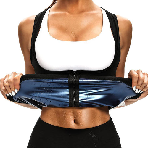 1pc Sauna Vest Heating Sweat Tank Top Breathable Waist Trainer Zipper Sports Corset For Female