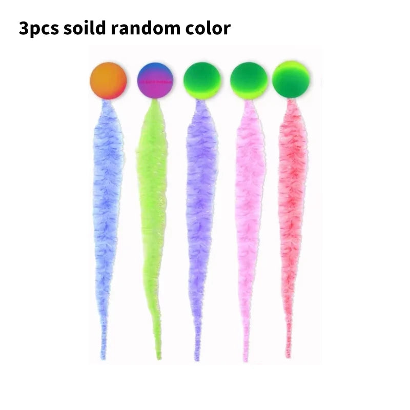 Cat Interactive Toys Caterpillar Elastic Ball Cat Toy Rainbow Worm Bouncing Ball Pet Supplies Puzzle Teasing Cat Interactive Toy