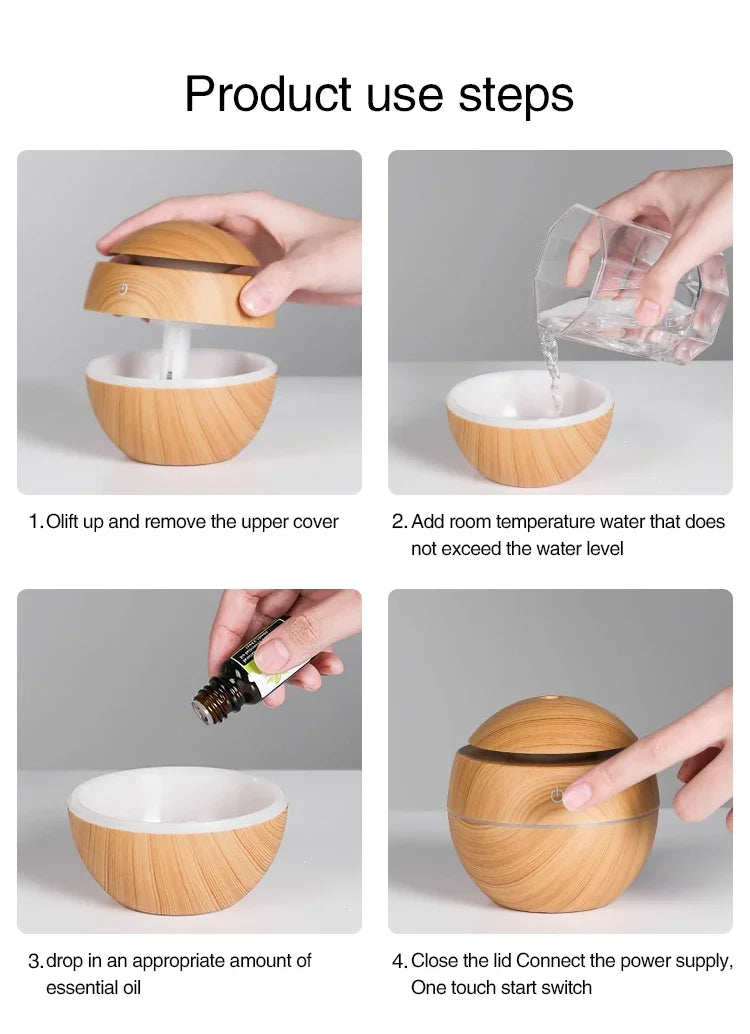 Mini Home Wood Grain Air Humidifier USB Ultrasonic Cool Mist Sprayer Essential Oil Fragrance Electric Air Aroma Diffuser Purifie