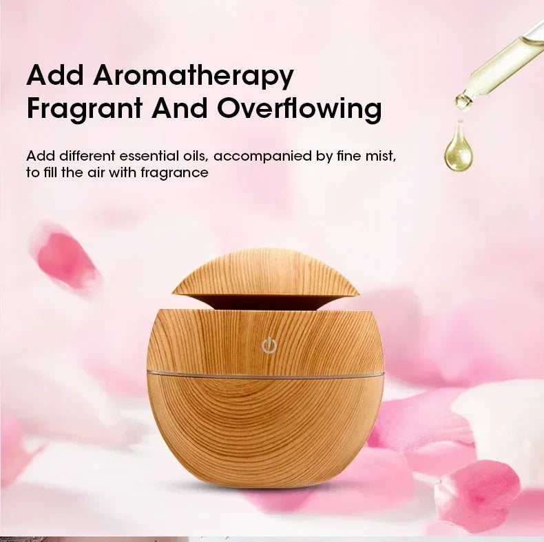 Mini Woodgrain Ultrasonic USB Essential Oil Diffuser Portable Desktop Aromatherapy Air Humidifier for Home Office Use