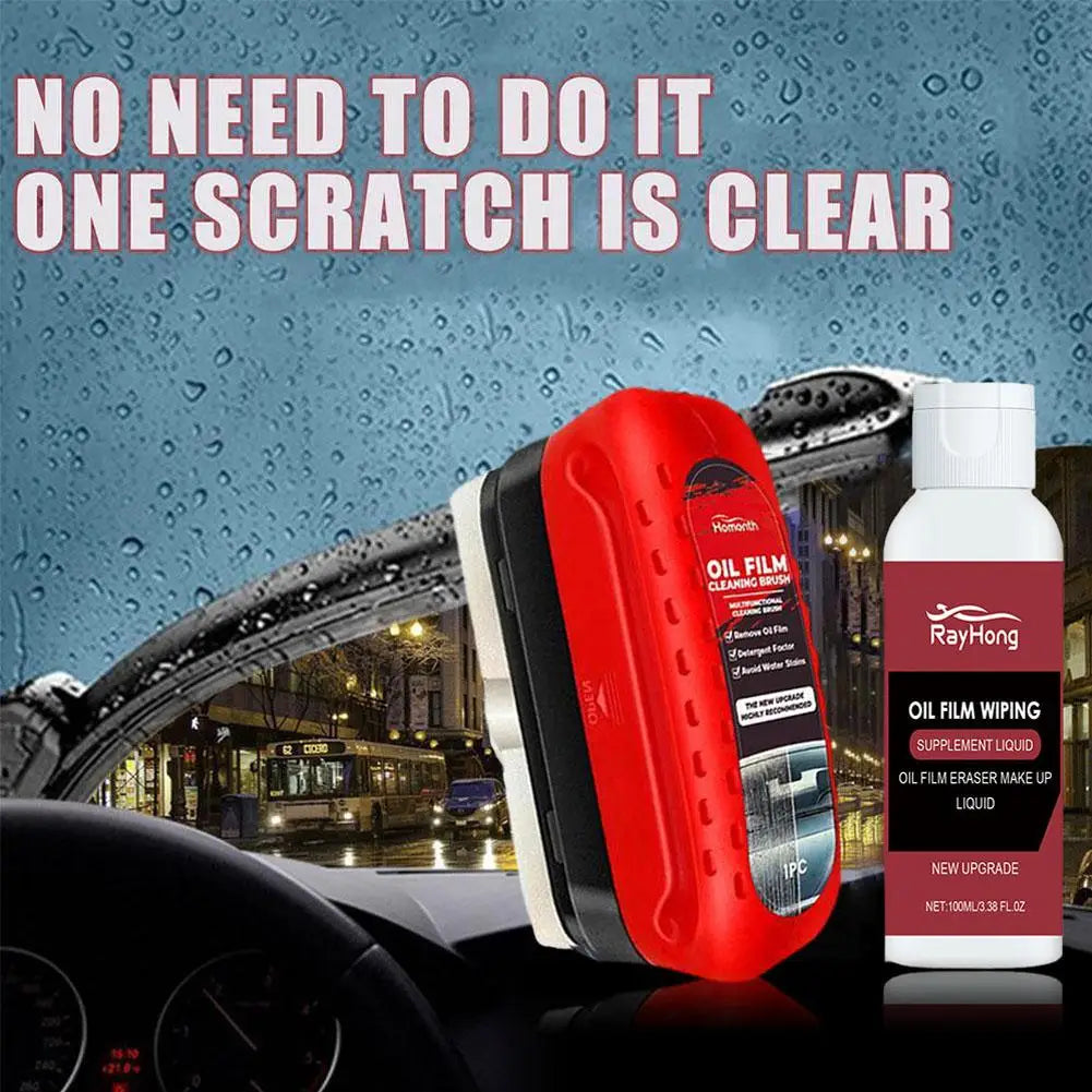 Car windshield oil film remover for rainy days auto window clear vision Hydrophobic coating strong dirt removal cleaning brush