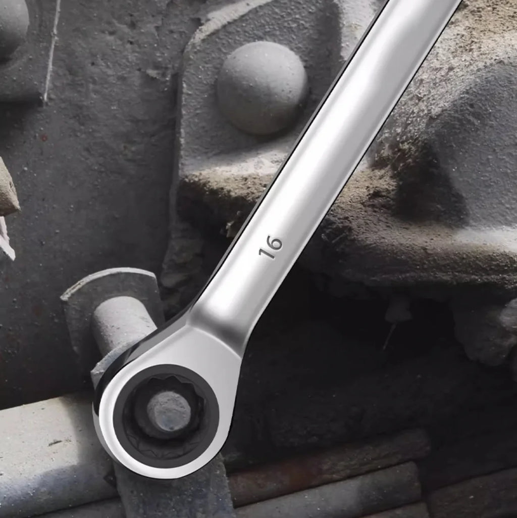 Fixed Head Dual Purpose Open End Plummer Ratchet, Multi-Functional Quick Swing Head Mirror Wrench Set, 72 Teeth Industrial Grade