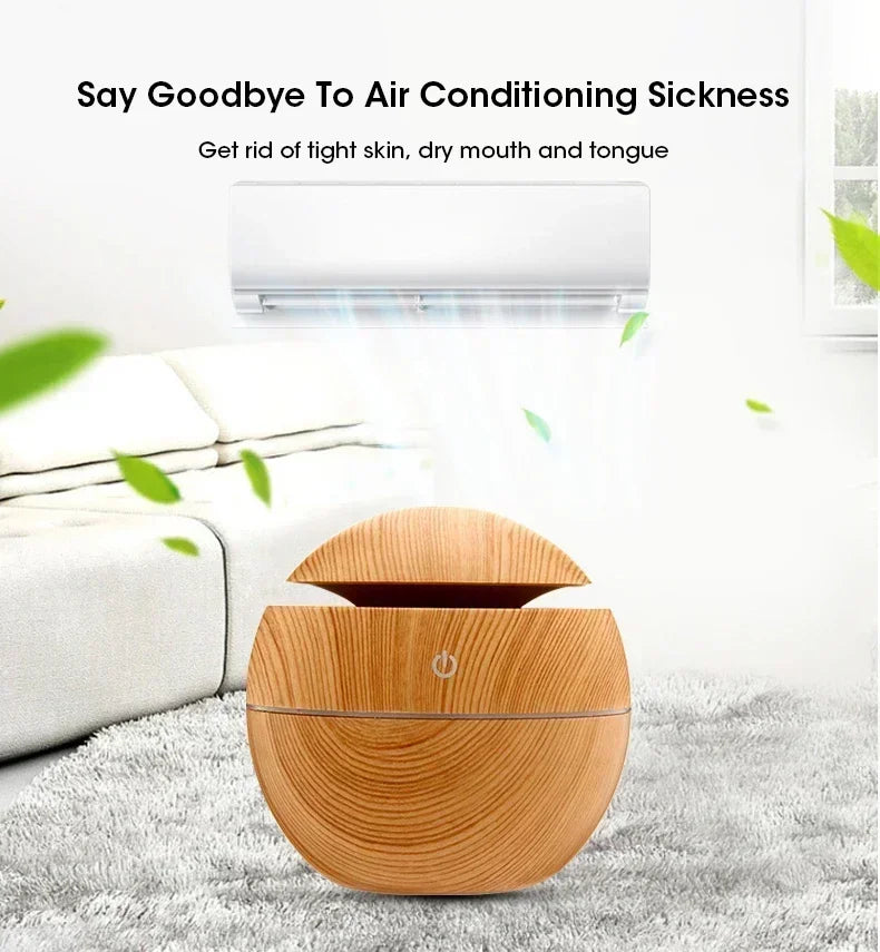 Mini Woodgrain Ultrasonic USB Essential Oil Diffuser Portable Desktop Aromatherapy Air Humidifier for Home Office Use