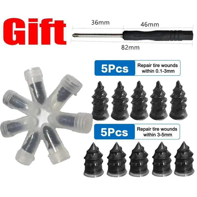 10/30pcs ScrewsVacuum Tyre Repair Nail Tire Puncture  Motorcycle Fitting Set Tubeless Wheel Repair Punctures Kit Patches for Car