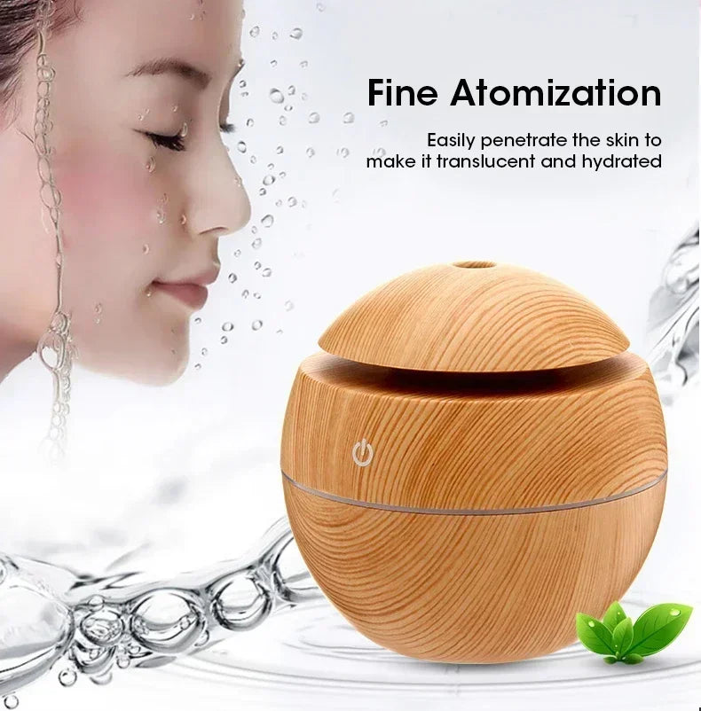 Mini Woodgrain Ultrasonic USB Essential Oil Diffuser Portable Desktop Aromatherapy Air Humidifier for Home Office Use