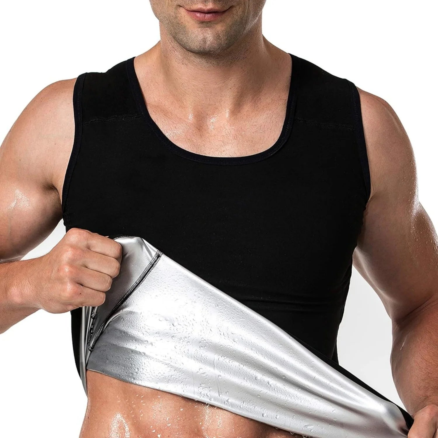 Sauna Shirt for Men, Short Sleeve Sauna Sweat Body Shaper Mens Sauna Vest Gym Exercise Tank Top