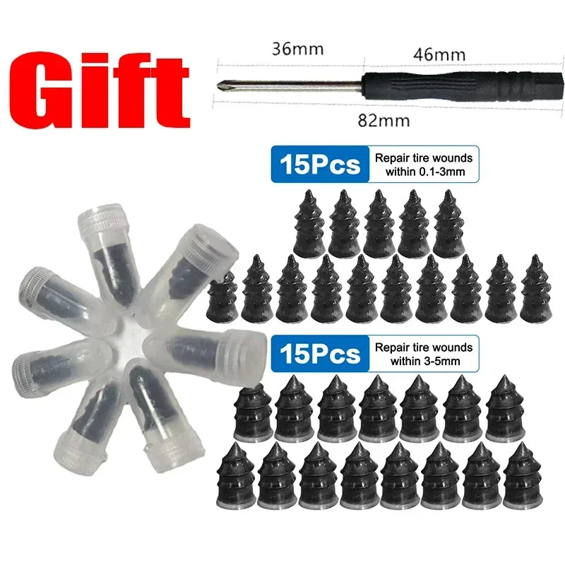 10/30pcs ScrewsVacuum Tyre Repair Nail Tire Puncture  Motorcycle Fitting Set Tubeless Wheel Repair Punctures Kit Patches for Car