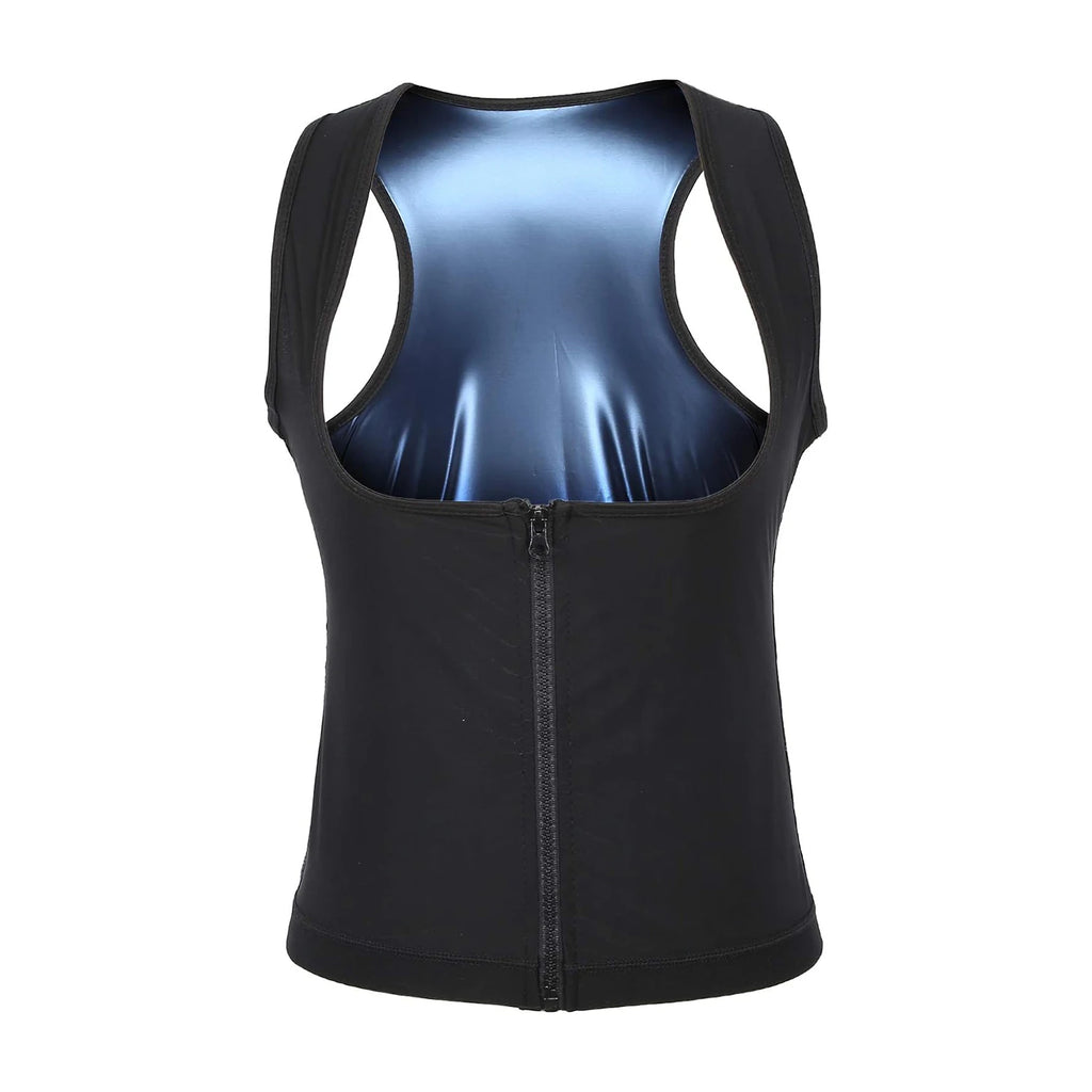 1pc Sauna Vest Heating Sweat Tank Top Breathable Waist Trainer Zipper Sports Corset For Female